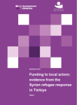 Funding to local actors: evidence from the Syrian refugee response in Türkiye